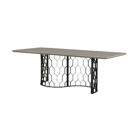 Armen Living Solange Concrete and Black Metal Rectangular Dining Table LCSODICCGR